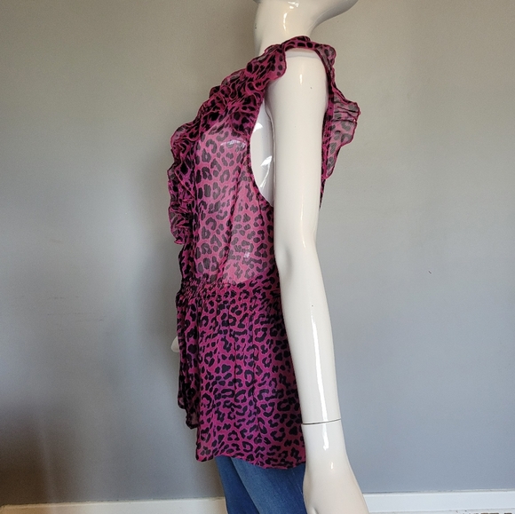 Rock & Roll Cowgirl Leopard Print Ruffle Top, VGUC, Size XXL - Picture 5 of 7